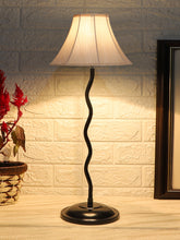 Off-White Cotton Zig Zag Table Lamp with Iron Base (AE16)